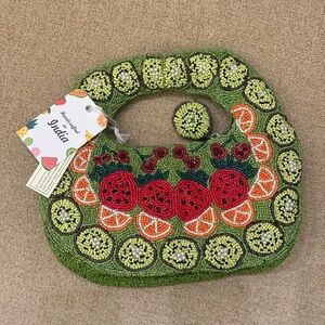 NWT Fruit Muticolor Multi-Fruit Beaded Bag Made in India Spring Summer